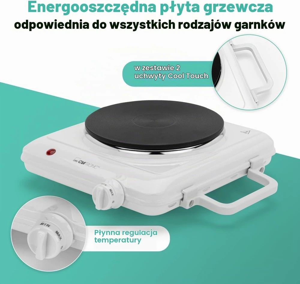 Clatronic vienvietė elektrinė kaitlentė 1500 W su 18 cm kaitinimo plokšte 271698