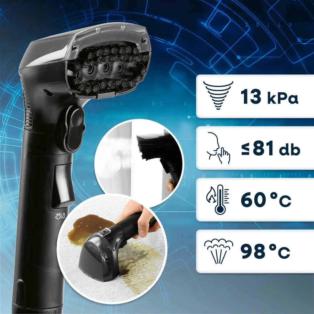 CLEANmaxx kilimų ir apmušalų plovimo dulkių siurblys Pro Steam 2000 W, 13 kPa, 15078