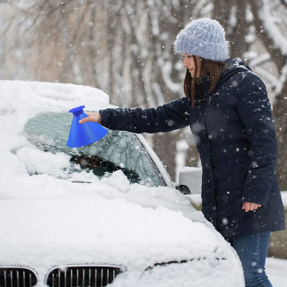 CLESDF automobilio priekinio stiklo ledo grandiklis, kūginis, 2 vnt., Icescrape-mėlynas