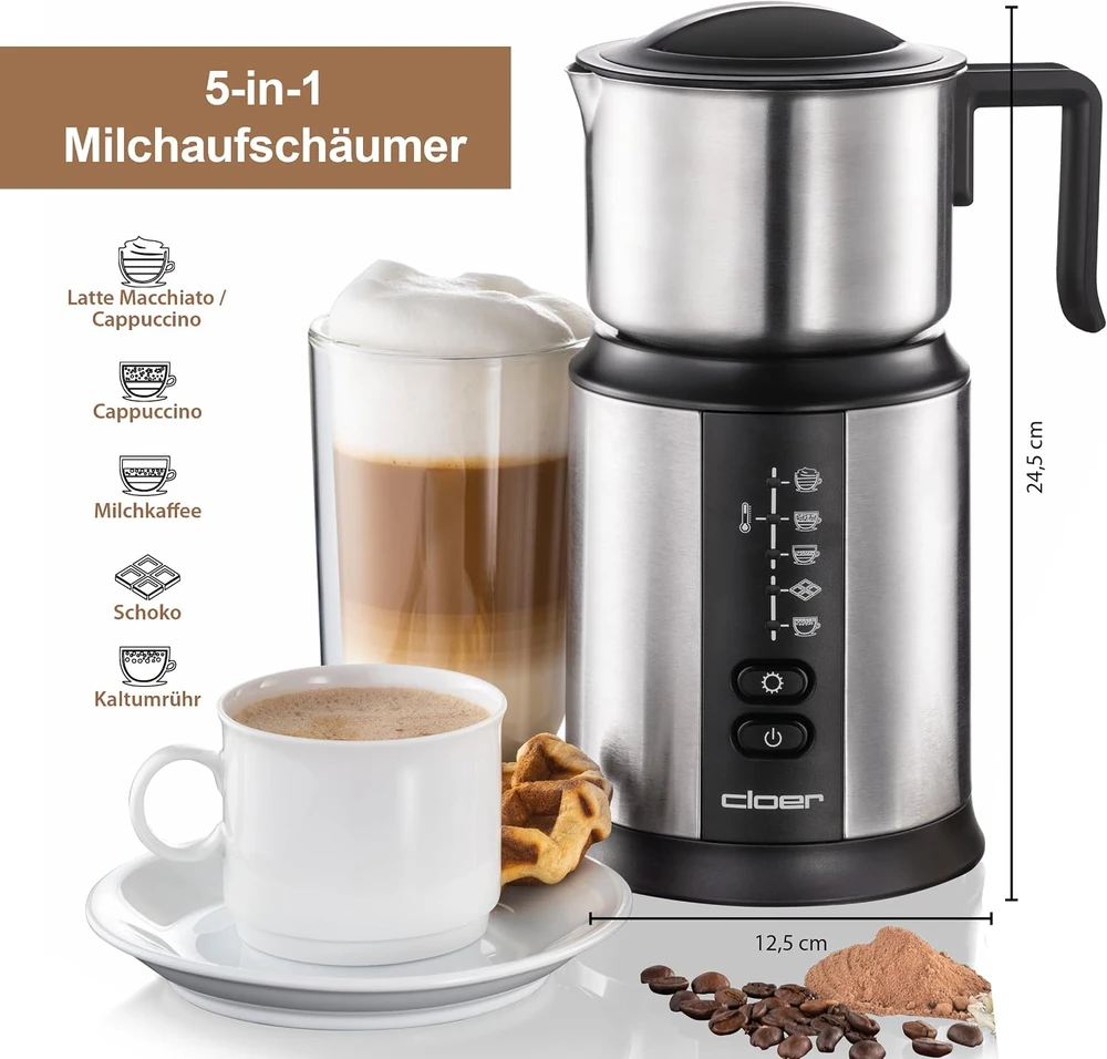 Cloer indukcinis pieno plakiklis 800 ml, 500 W su magnetine plakimo spirale, 7789