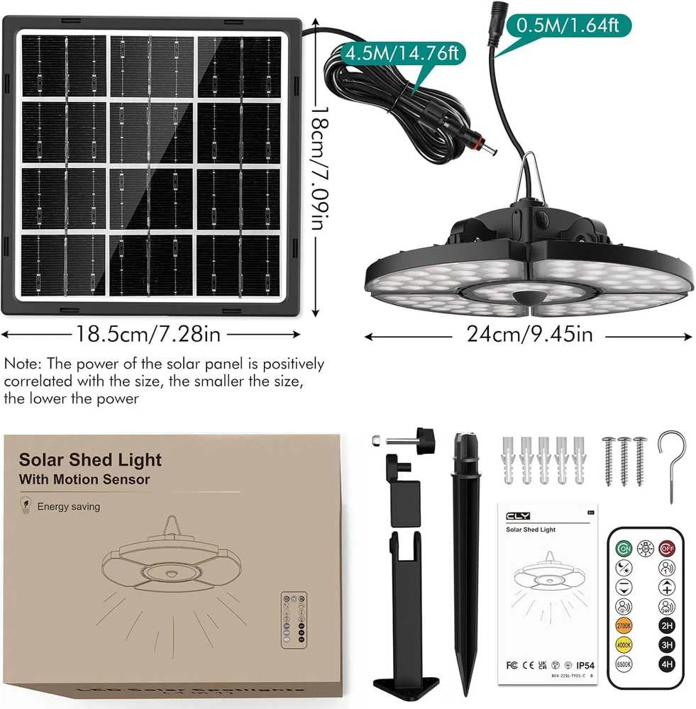CLV saulės energija maitinama pakabinama LED lempa su nuotolinio valdymo pultu, 30 W, 5000 mAh, 6 režimai, SL-TY01