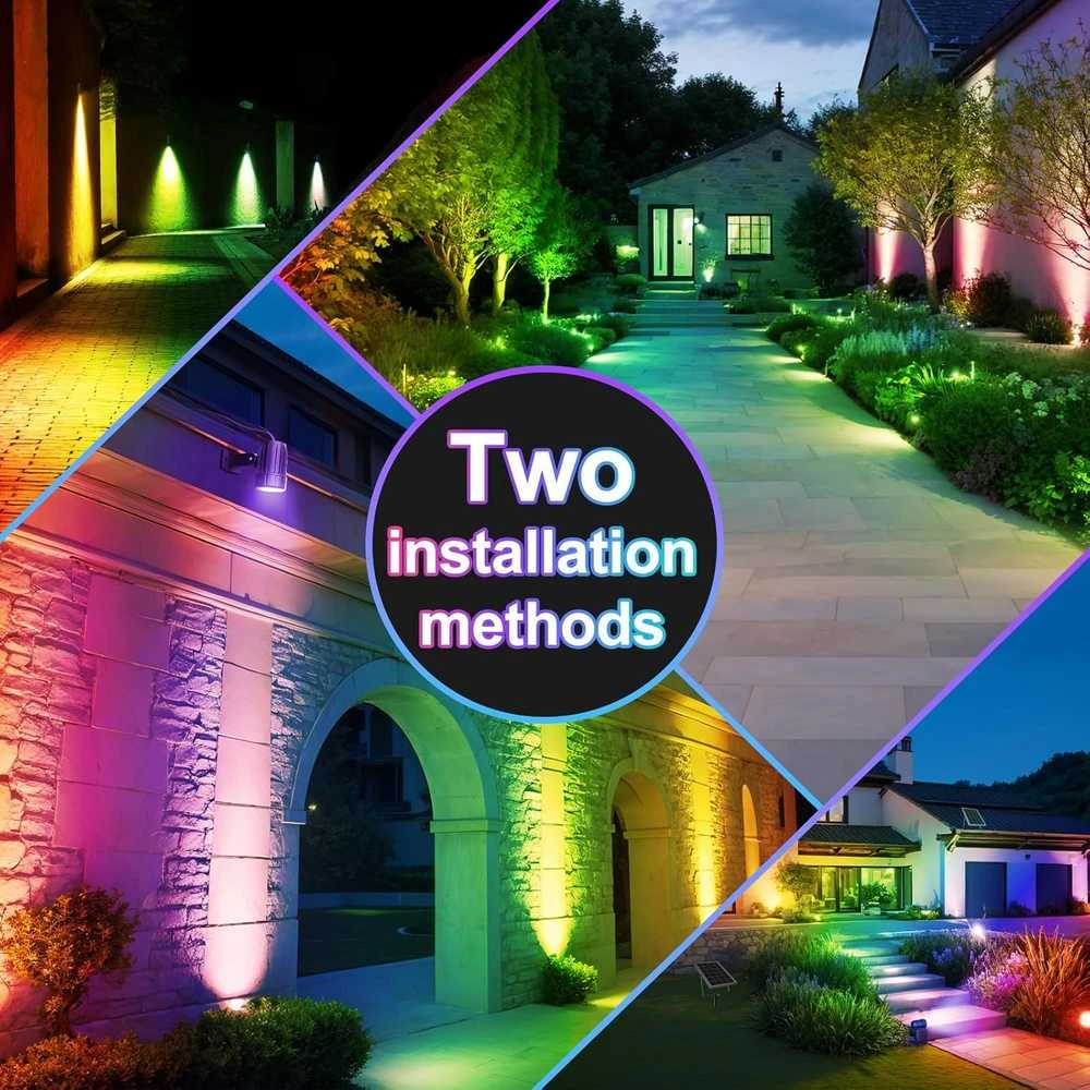 CLY saulės energija maitinamas RGB LED prožektorius su nuotoliniu valdymu, 6 W, IP66, 10 spalvų, 30 režimų