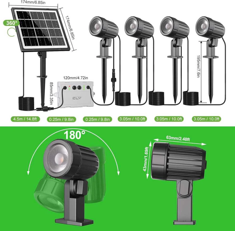 CLY saulės energija maitinami lauko šviestuvai, IP66, 4 LED, monokristalinis skydelis, 4 W