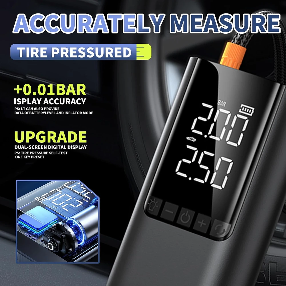 COCCKO automobilio užvedimo įrenginys su oro kompresoriumi 6000 A, 10000 mAh, BR12-A