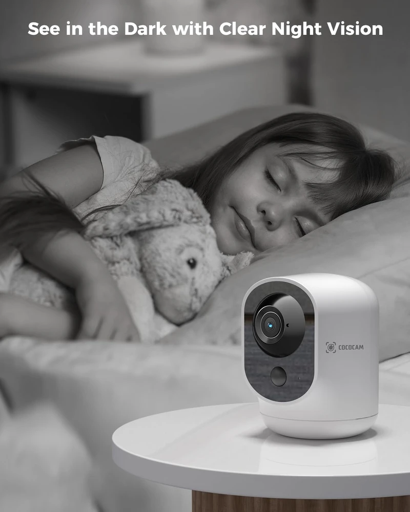 COCOCAM belaidė vidaus stebėjimo kamera 3 MP su pasukimu ir 5200 mAh baterija ZS-GX7S