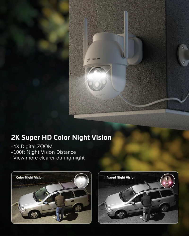 COCOCAM lauko stebėjimo kamera 2K QHD, saulės energija, Wi-Fi, ZY-C2