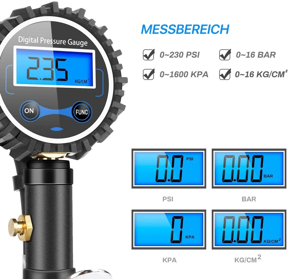 Colisal skaitmeninis padangų slėgio matuoklis 200 psi su LCD ekranu, 220028