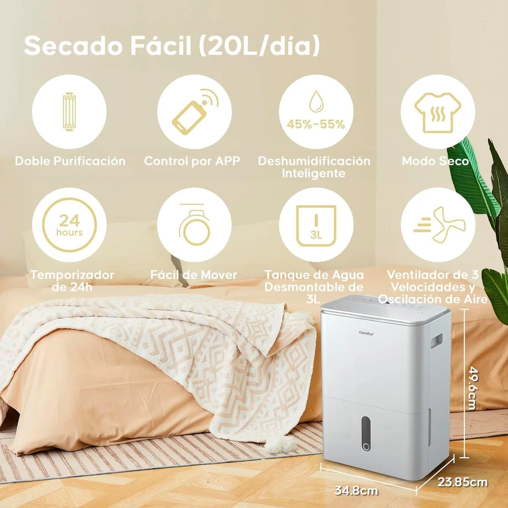 COMFEE' oro sausintuvas 20 l per parą, 440 W, 3 l bakelis, Easy Dry 20L