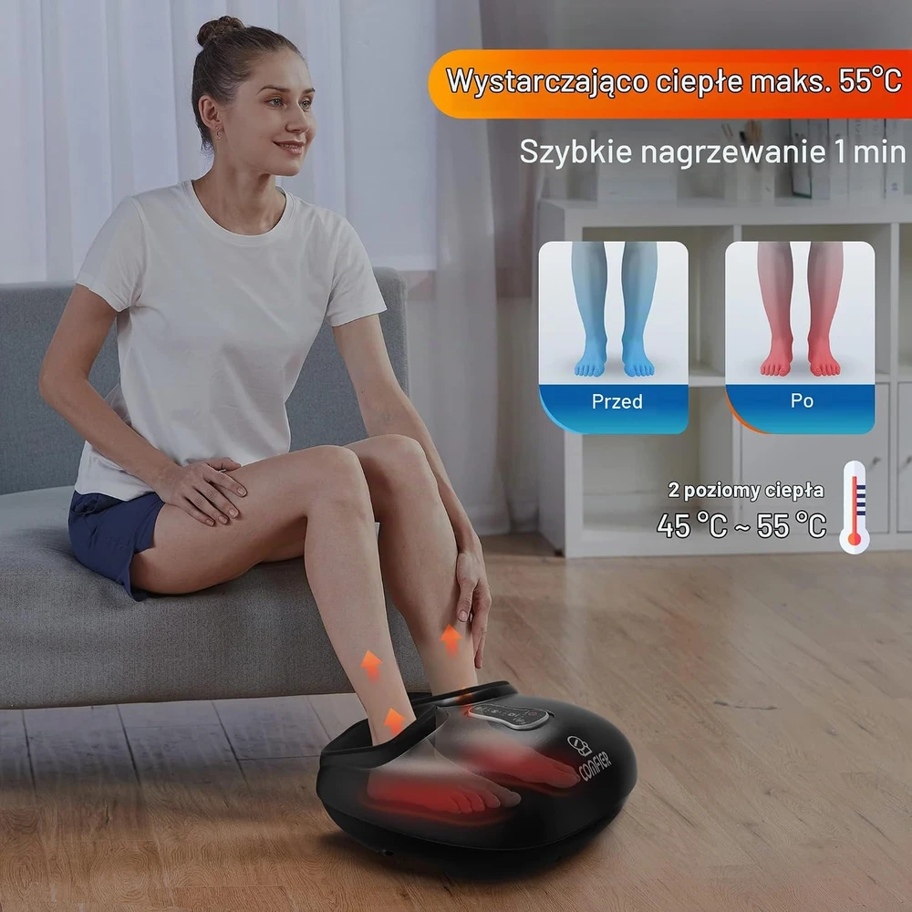 COMFIER elektrinis shiatsu pėdų masažuoklis su šildymu ir oro kompresija, CF-5212-EU