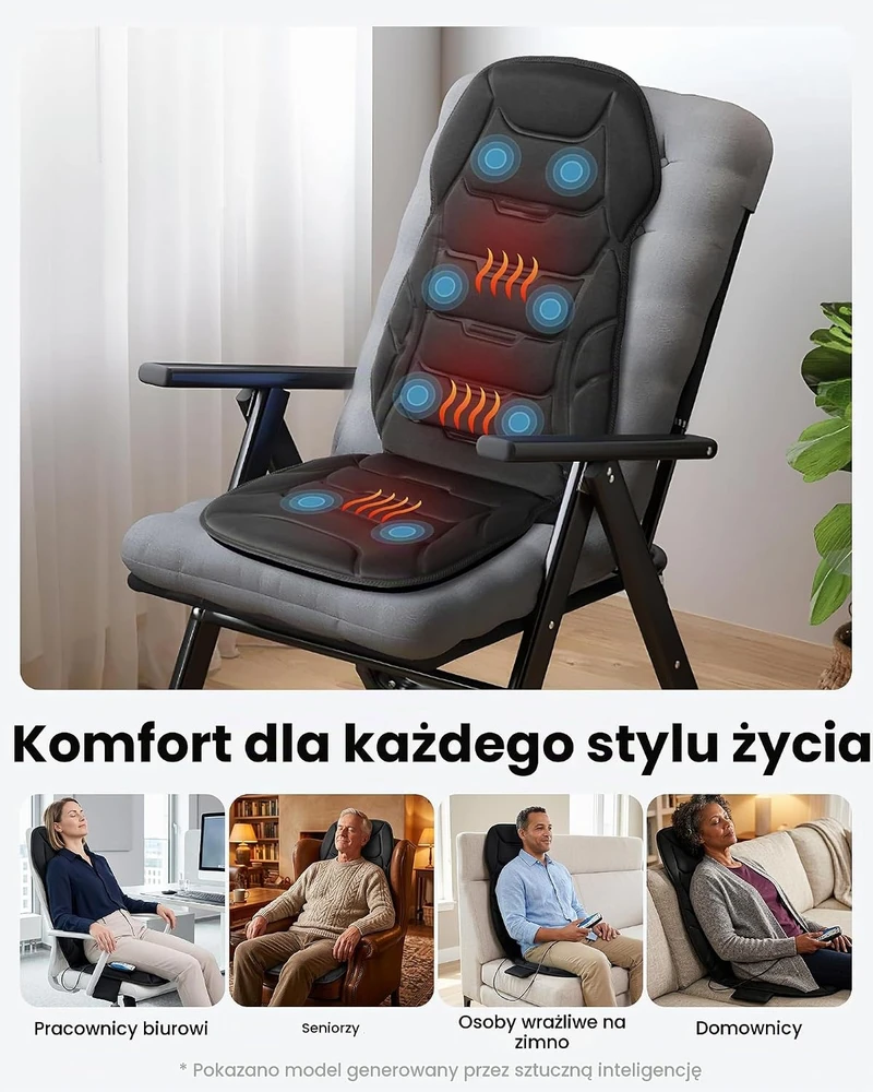 COMFIER masažinis sėdynės kilimėlis su šildymu ir vibracija CF-2402-EU