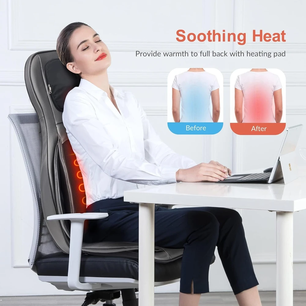 COMFIER Shiatsu masažinė sėdynė nugarai ir kaklui su 2D/3D masažu bei šildymu 2309A