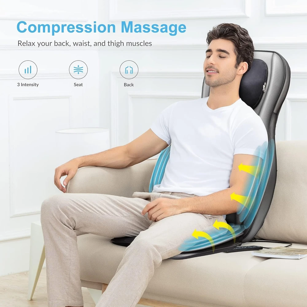COMFIER Shiatsu masažinė sėdynė nugarai ir kaklui su 2D/3D masažu bei šildymu 2309A