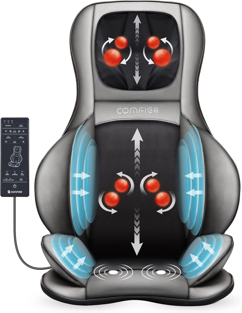 COMFIER Shiatsu masažinė sėdynė nugarai ir kaklui su 2D/3D masažu bei šildymu 2309A