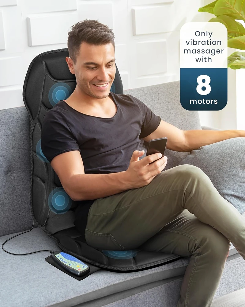 COMFIER vibruojanti masažinė sėdynė su šildymu, 8 varikliai, 5 režimai CF-2402-EU