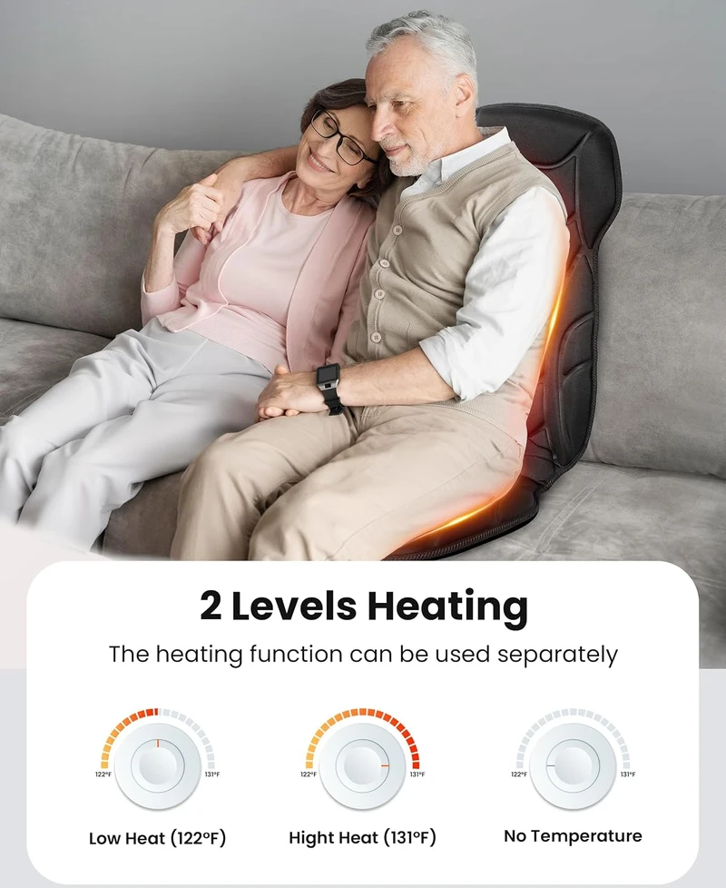 COMFIER vibruojanti masažinė sėdynė su šildymu, 8 varikliai, 5 režimai CF-2402-EU