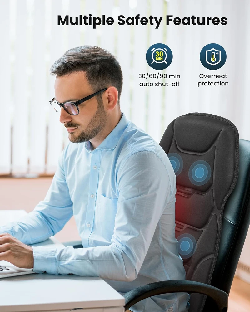 COMFIER vibruojanti masažinė sėdynė su šildymu, 8 varikliai, 5 režimai CF-2402-EU