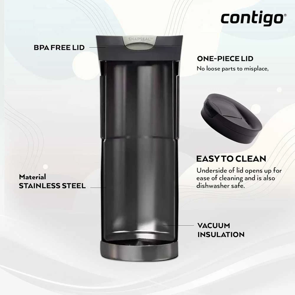 Contigo Huron Snapseal kelioninis puodelis 470 ml, juodas
