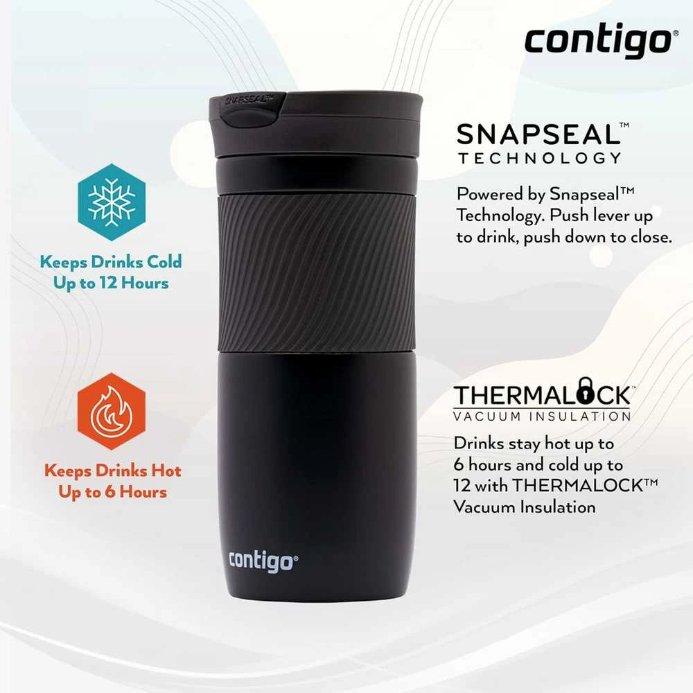 Contigo Huron Snapseal kelioninis puodelis 470 ml, juodas