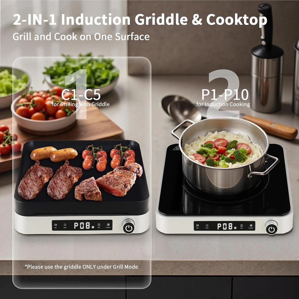 COOKTRON indukcinė kaitlentė su ketaus grilio plokšte 2000 W FS-IC011F