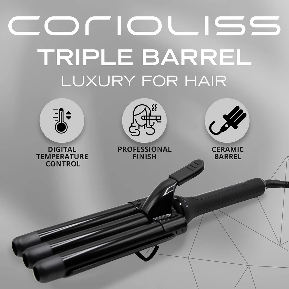 Corioliss trigubų cilindrų plaukų garbanojimo žnyplės 25,4 mm OC210TBBS