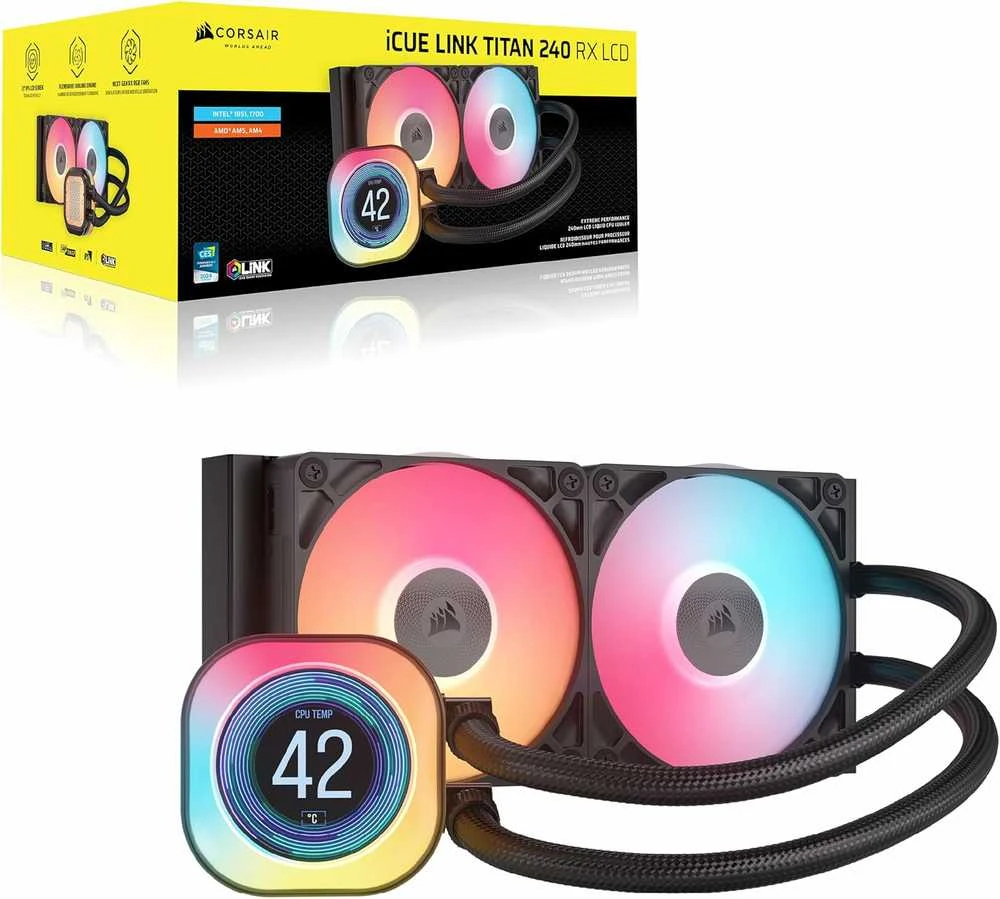 Corsair | Skystas procesoriaus aušintuvas | iCUE LINK TITAN 240 RX LCD | Intel, AMD