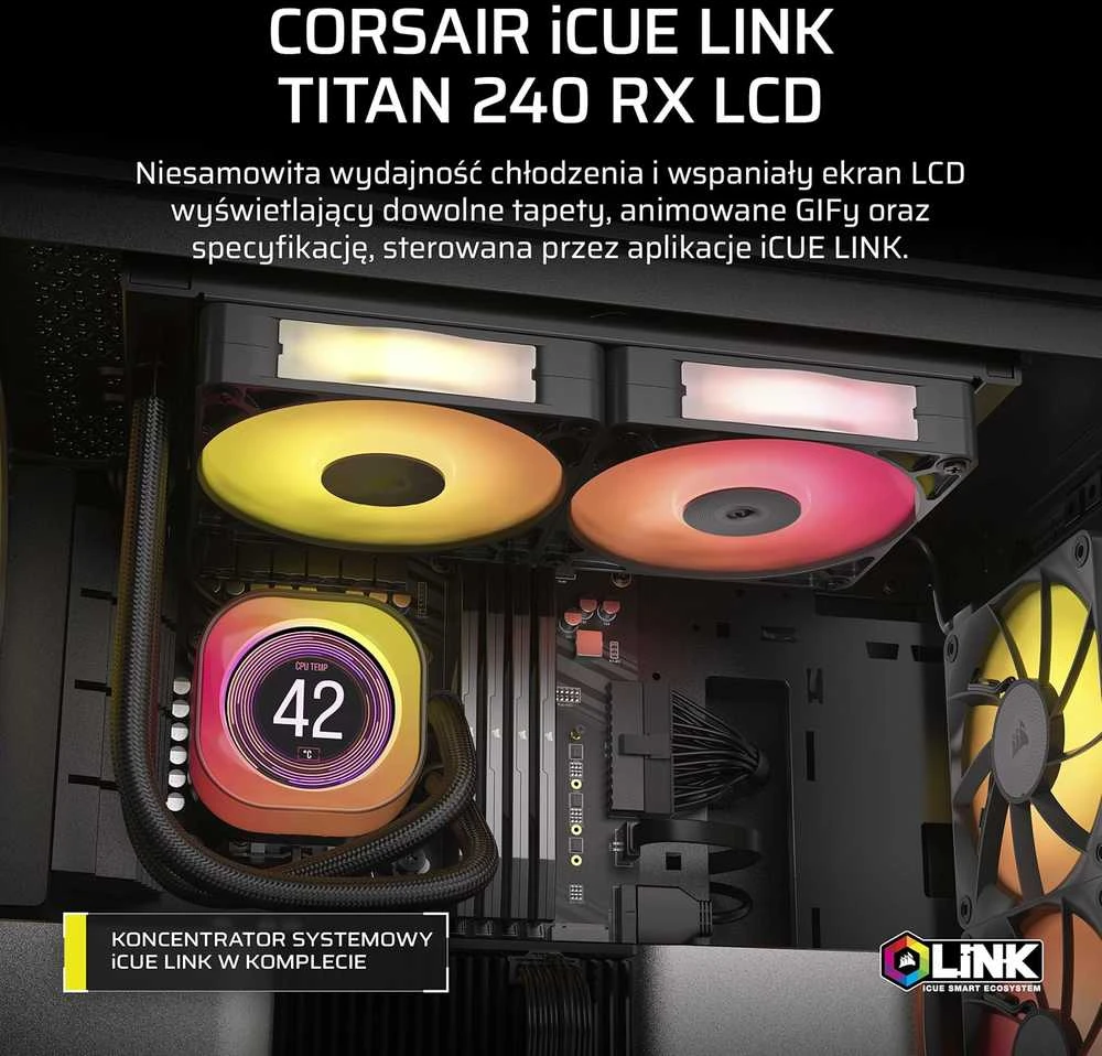 Corsair | Skystas procesoriaus aušintuvas | iCUE LINK TITAN 240 RX LCD | Intel, AMD
