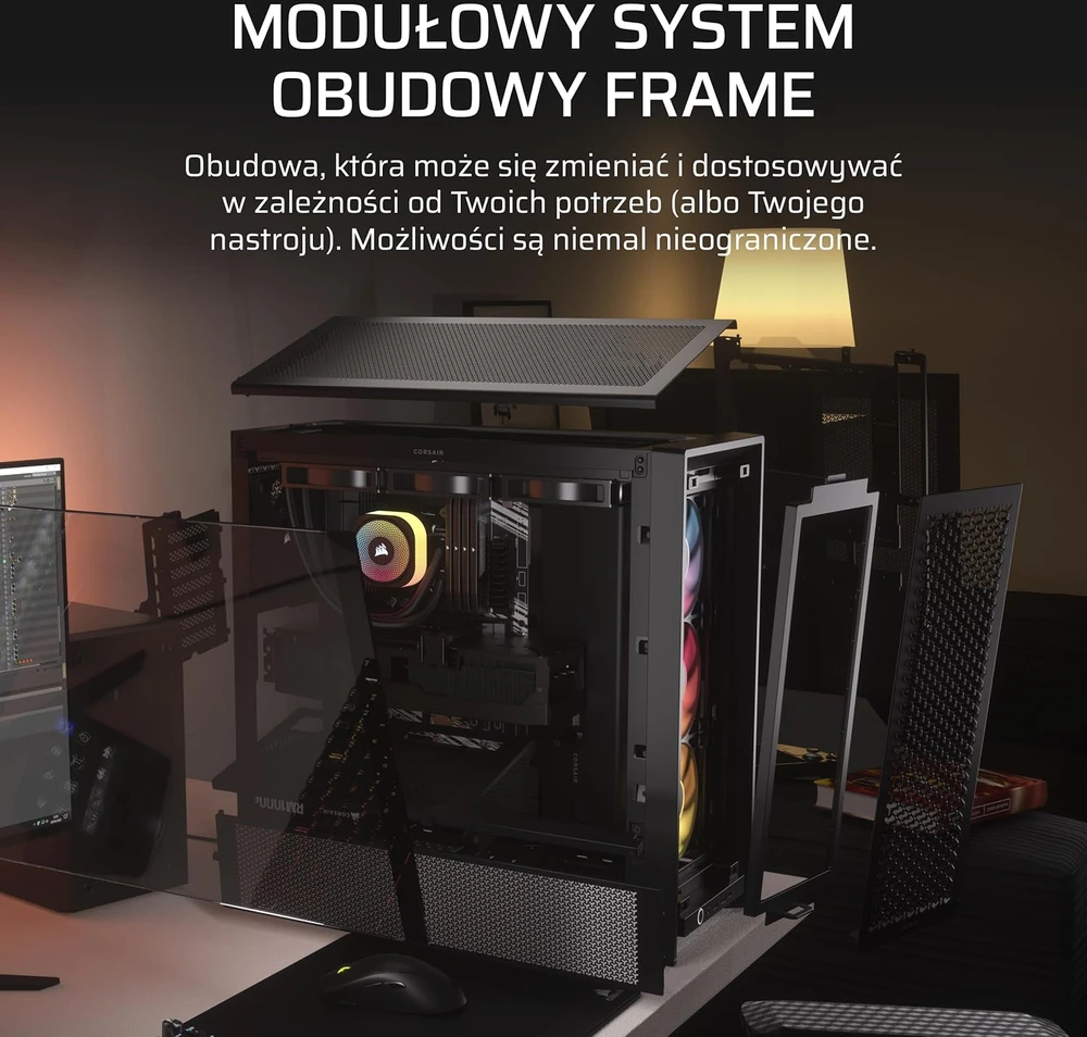 „Corsair“ kompiuterio korpusas | „Frame 4000D RS ARGB Modular“ | Juodas | Vidutinio dydžio bokštas