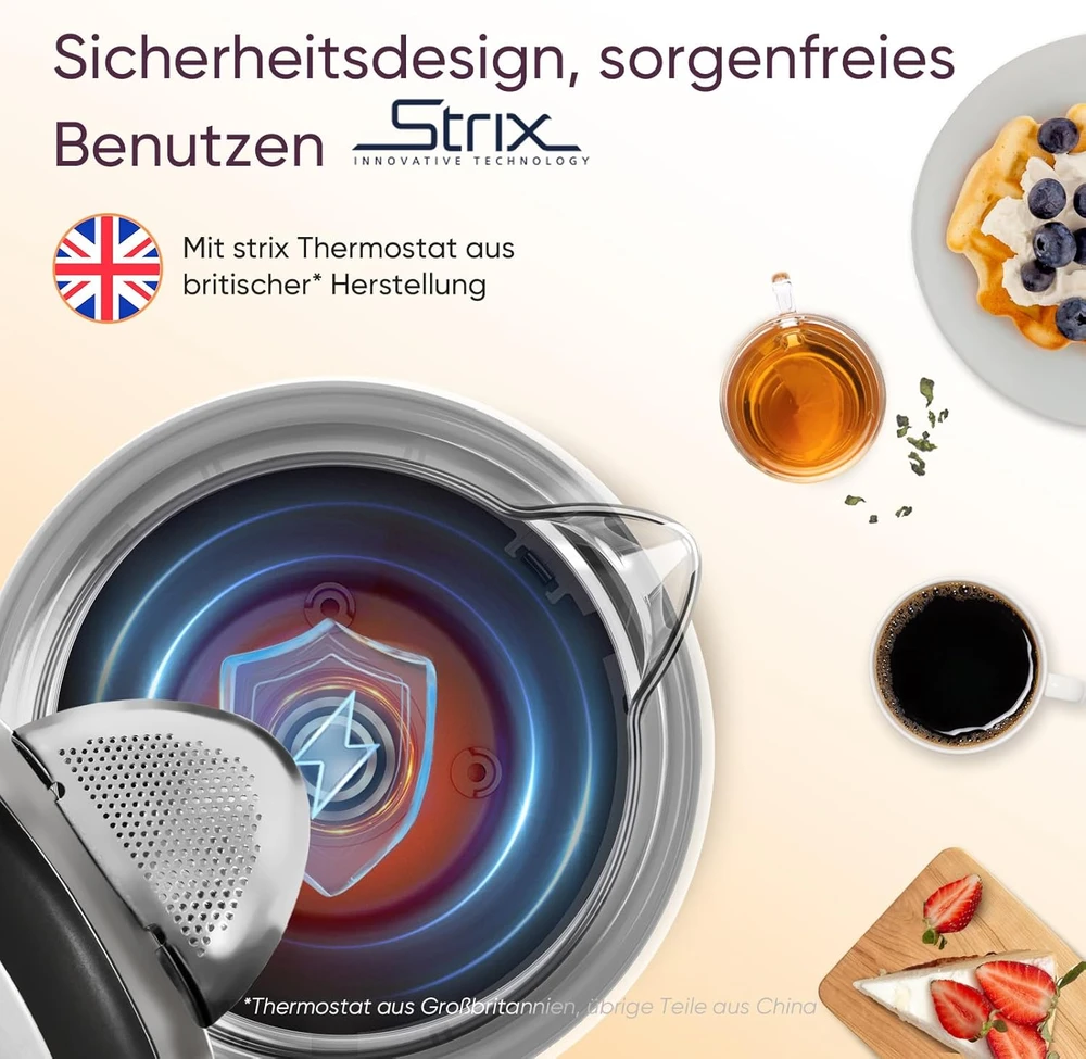 Cosori elektrinis virdulys iš borosilikatinio stiklo, 1,7 l, 2200 W, juodas GK151-CO