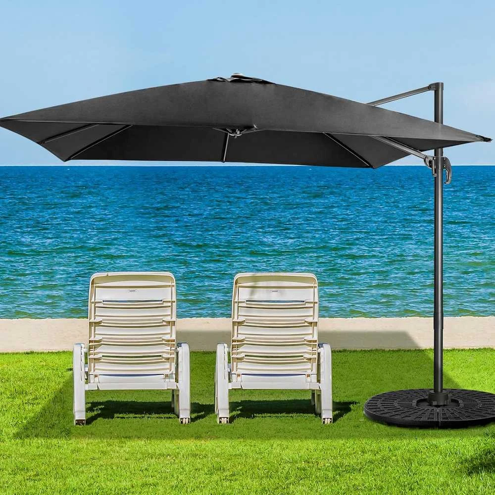 COSTWAY lauko skėtis, kvadratinis, 300 × 300 cm, 360° pasukamas, juodos spalvos, ZB33835PWDE-GM