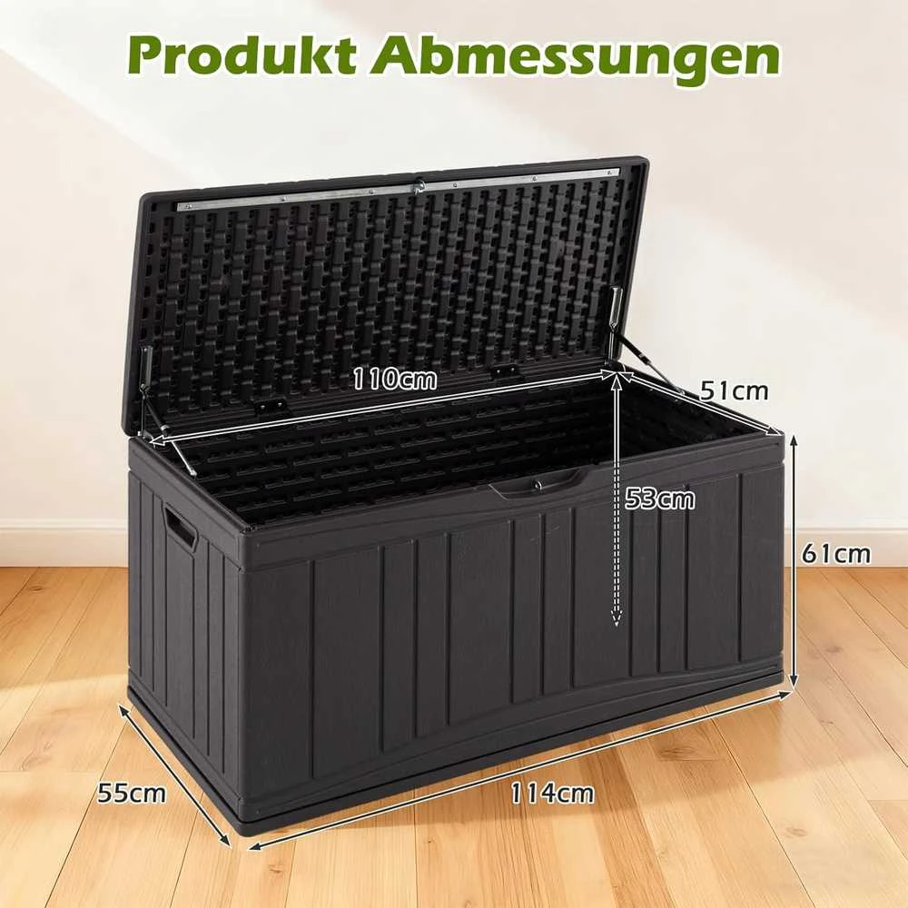 COSTWAY sodo dėžė 300 l, atspari orui, HDPE plastikas, 114 × 55 × 61 cm, ZB34073DE