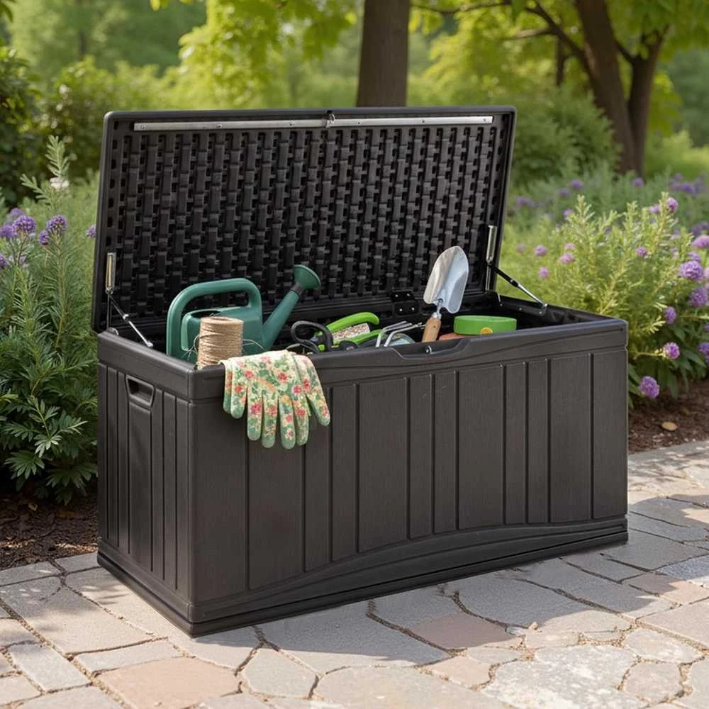 COSTWAY sodo dėžė 300 l, atspari orui, HDPE plastikas, 114 × 55 × 61 cm, ZB34073DE