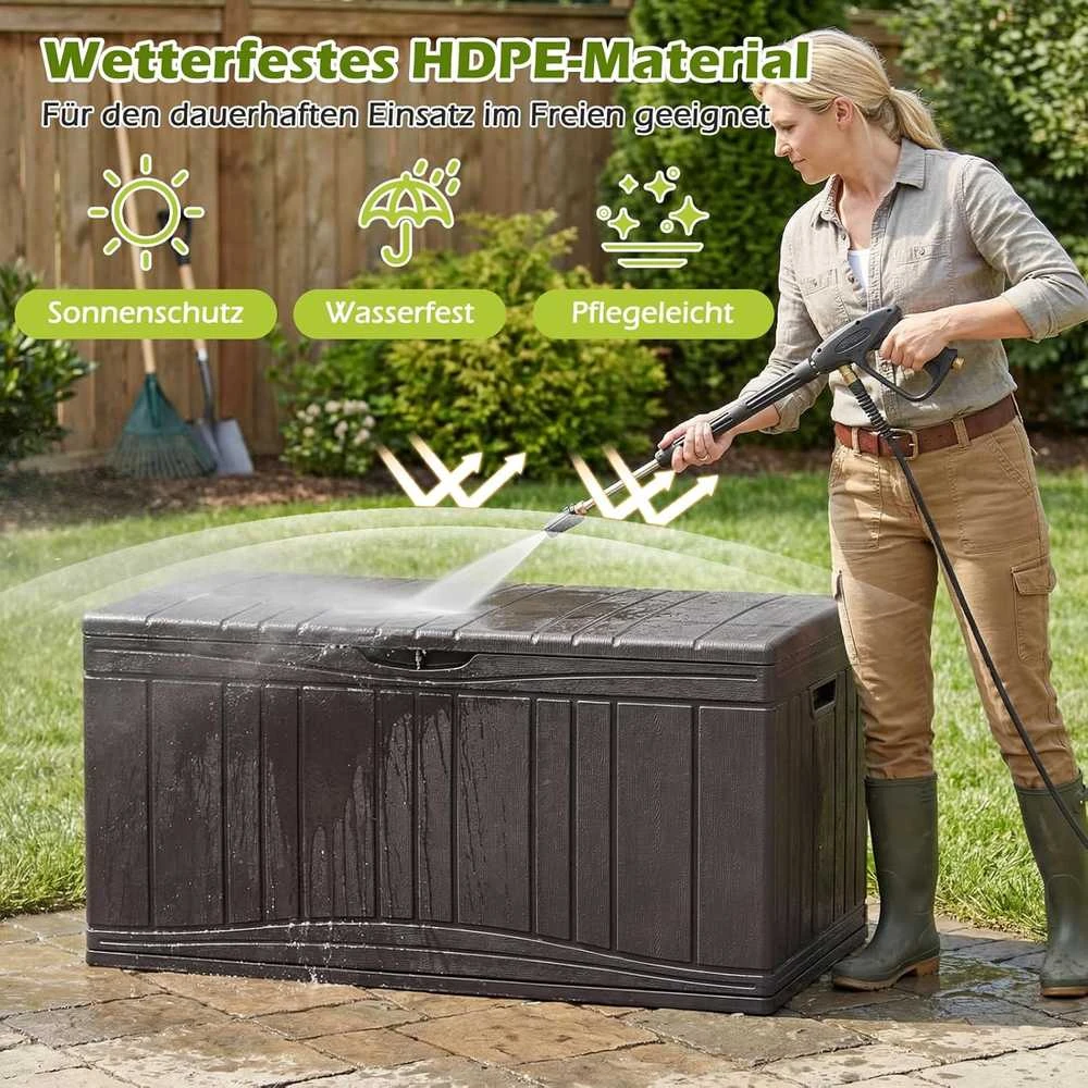 COSTWAY sodo dėžė 300 l, atspari orui, HDPE plastikas, 114 × 55 × 61 cm, ZB34073DE