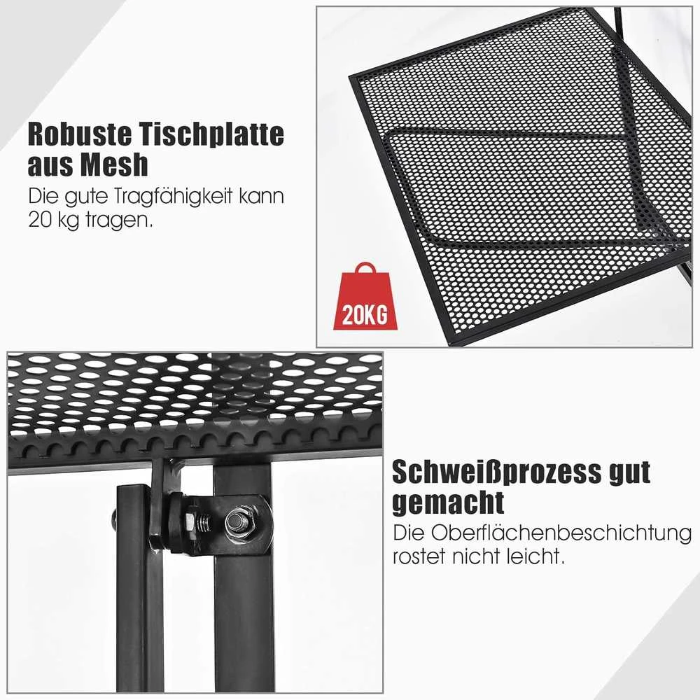 COSTWAY sulankstomas pakabinamas balkono staliukas, metalinis, 5 aukščio lygiai, 60,5 × 40,5 cm, 20 kg