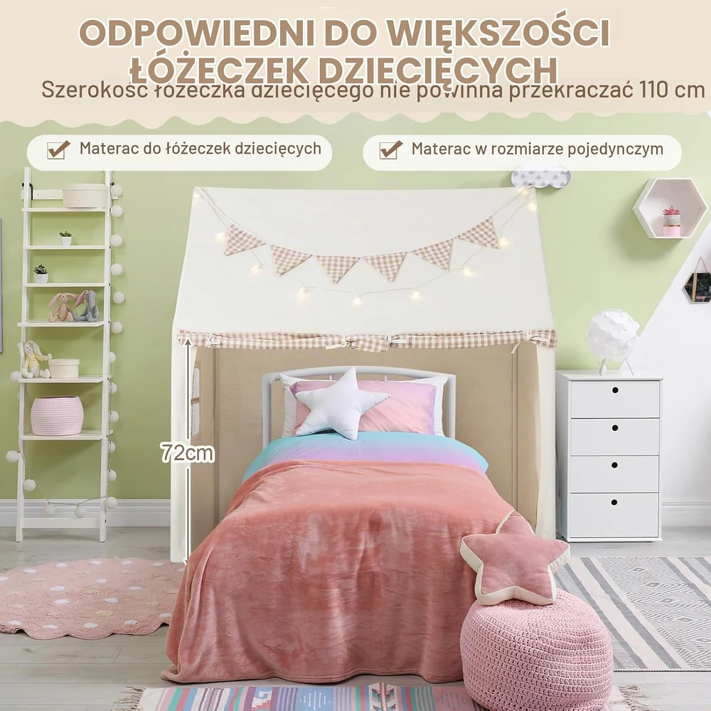 COSTWAY vaikiška žaidimų palapinė su kilimėliu ir žvaigždučių lemputėmis FB32392NQDE