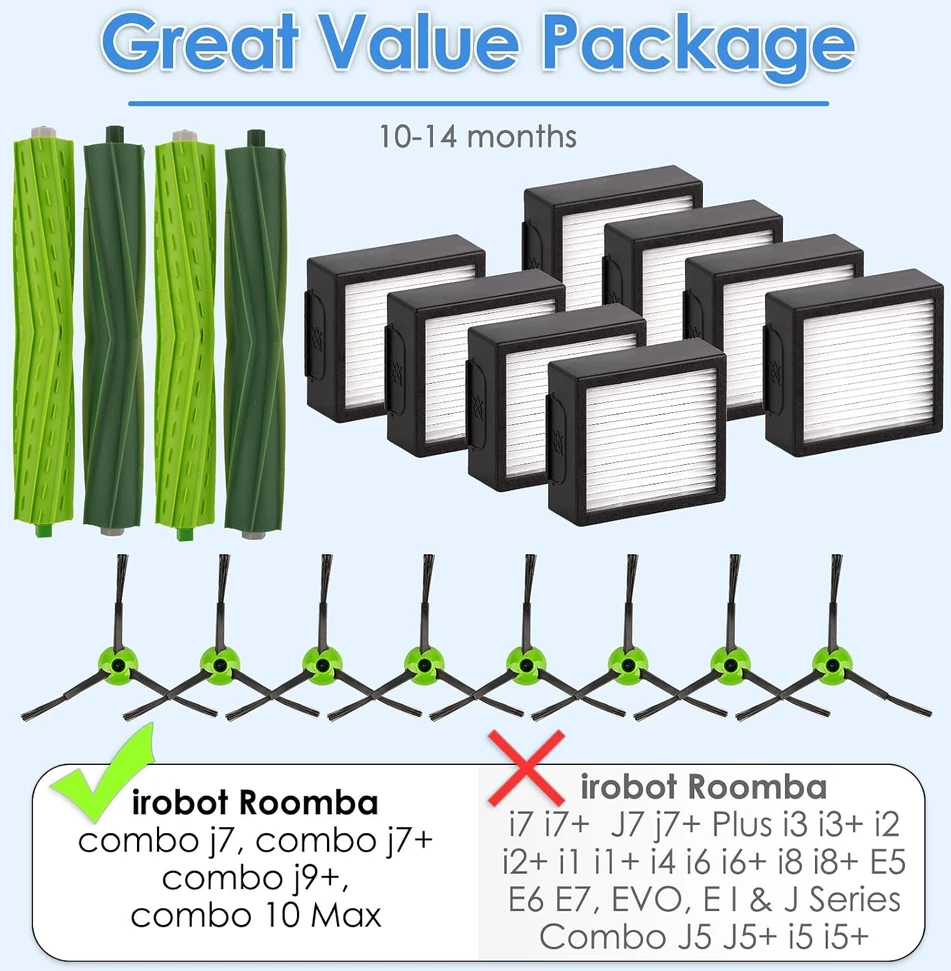 COWINORY atsarginių dalių rinkinys iRobot Roomba Combo j7, j9+ ir 10 Max, 20 vnt.