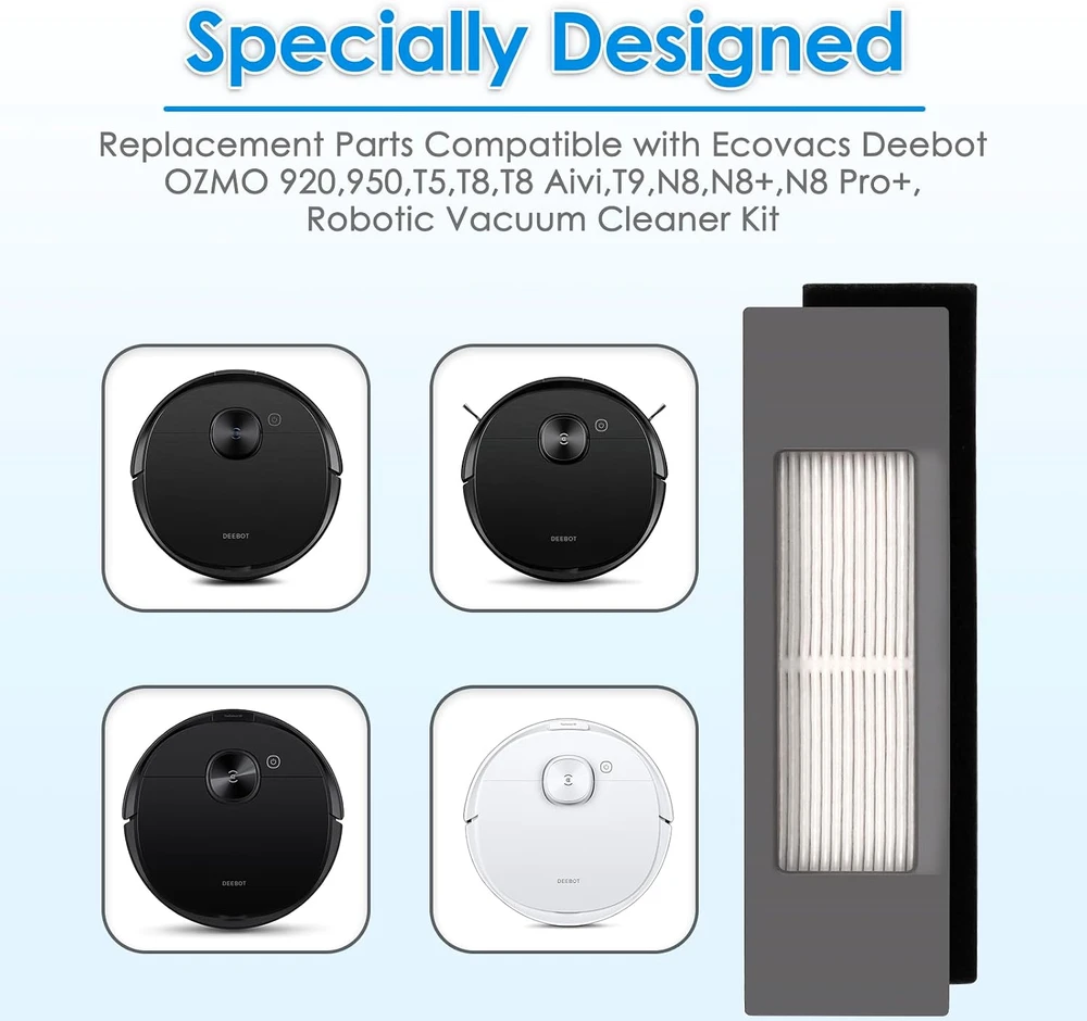 COWINORY HEPA filtrai robotams dulkių siurbliams Ecovacs DEEBOT OZMO, 6 vnt., DEEBOT OZMO 920 950 T8 T5 N5 N7 DX55