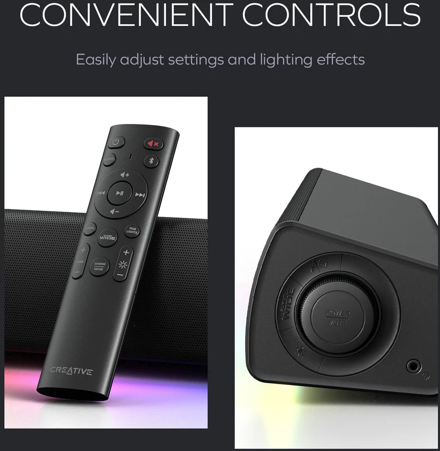Namų kino sistema „Creative Sound Blaster GS5 Bluetooth 5.3 Gaming Soundbar“ juodos spalvos
