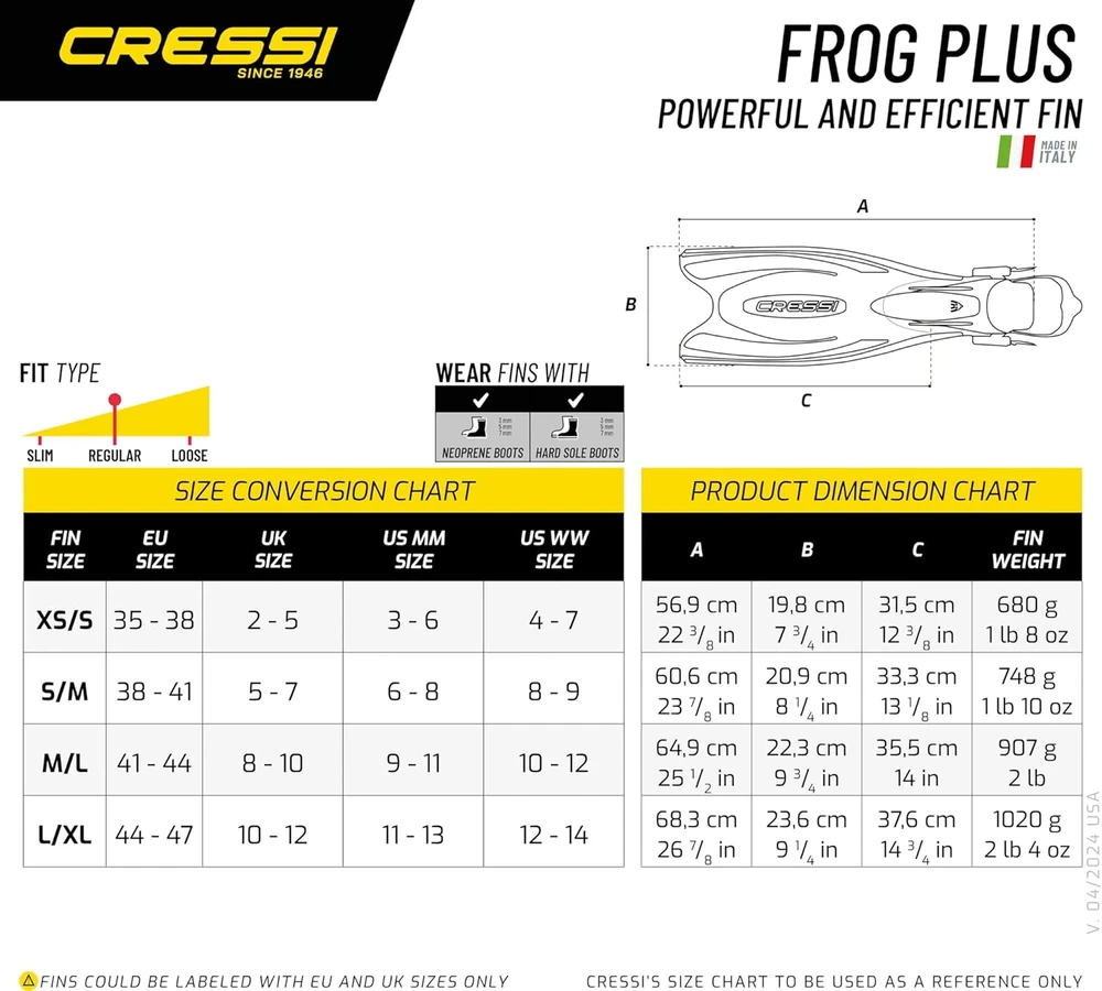 Cressi nardymo pelekai Frog Plus su reguliuojamu atviru kulnu, plastikas, dydis Large