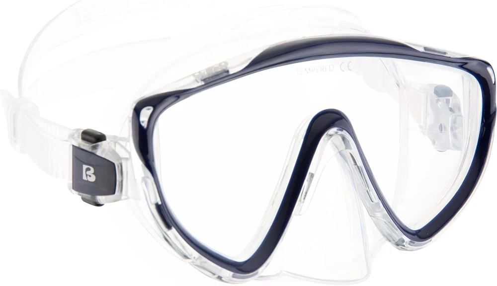 Cressi nardymo rinkinys su Tonga pelekiais, Tino kauke ir Scilla snorkeliu, grūdintas stiklas, Clear/Mėlyna Navy, L/XL