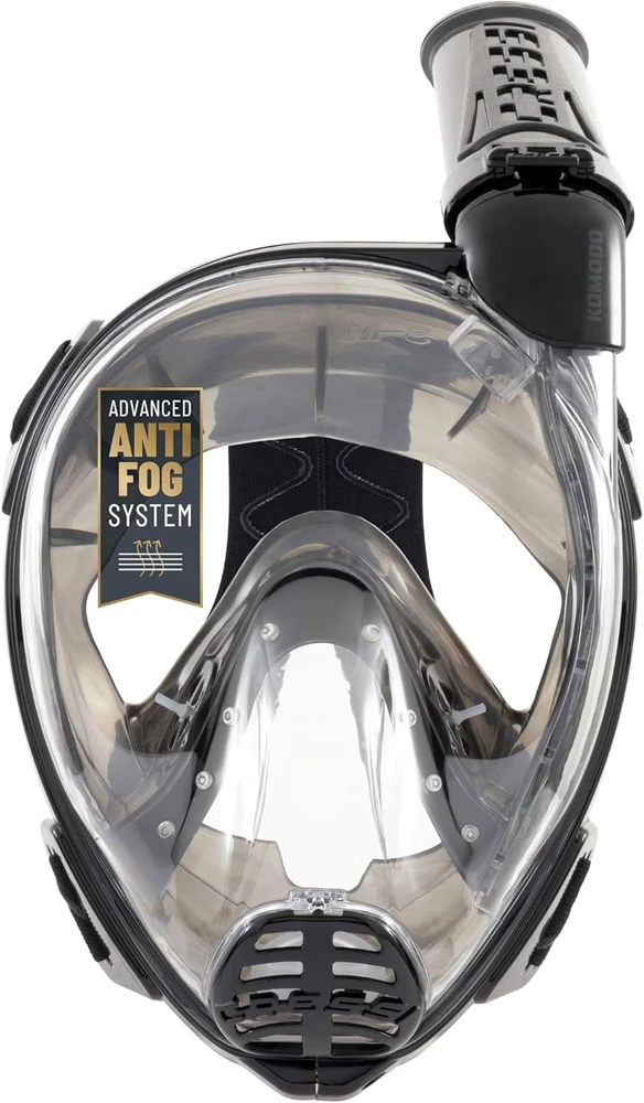 Cressi pilno veido nardymo kaukė Komodo 180° panorama CO2 saugi anti-rasa silikoninė juoda S/M