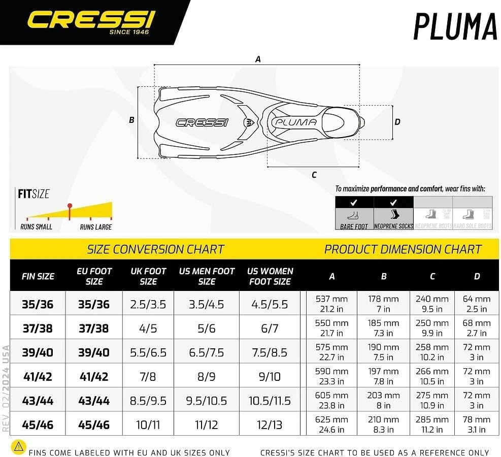 Cressi plaukimo ir nardymo plaukmenys Pluma, polipropilenas, dydis 45/46, mėlyni