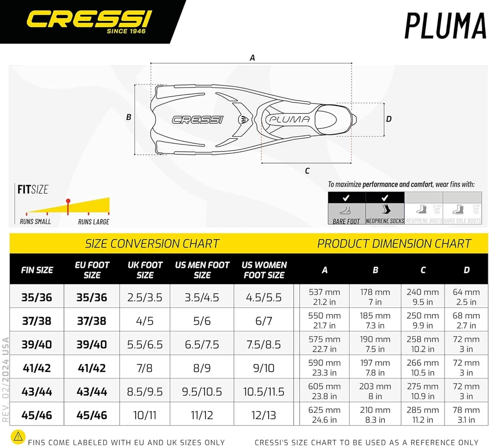 Cressi Pluma nardymo plaukmenys su polipropileno mentele, dydis 39/40, juoda/sidabrinė