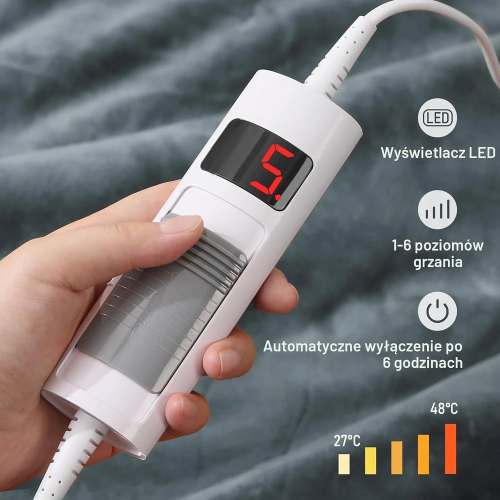 CURECURE elektrinė šildoma flanelinė antklodė 130 × 180 cm, 6 temperatūros lygiai, ETGL-HB1613EU-FL-QGR