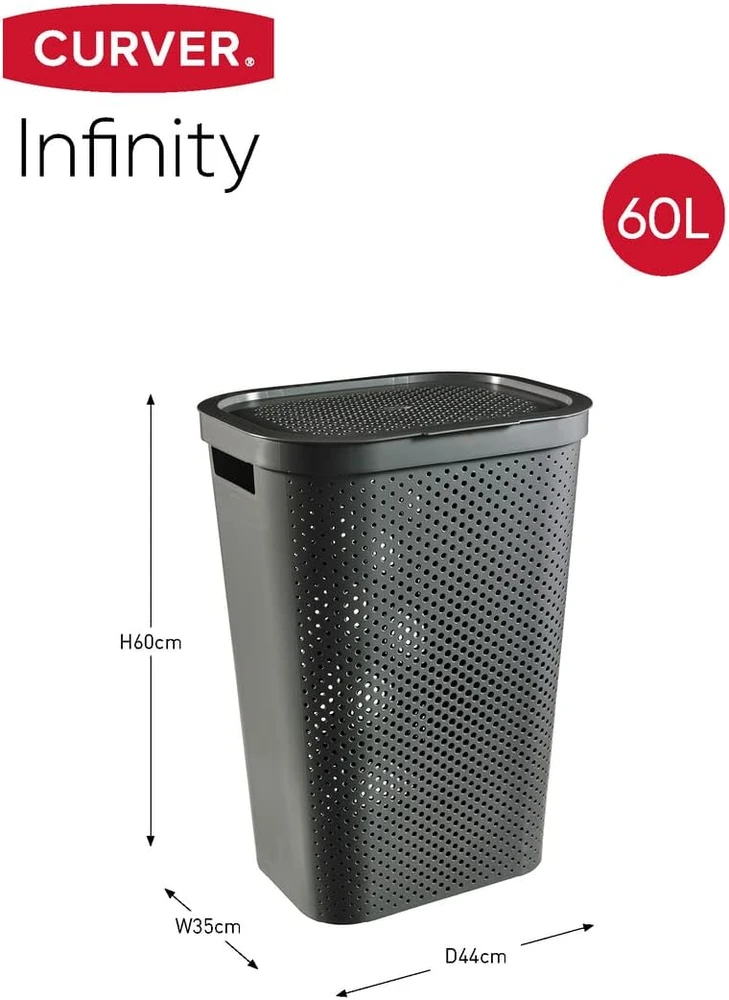 Krepšys Curver Infinity Recycled 60 l tamsiai pilkas skalbinių krepšys