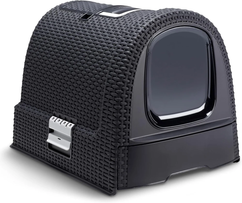 Curver Rattan tualetas katėms grafito spalvos 51x39x39cm