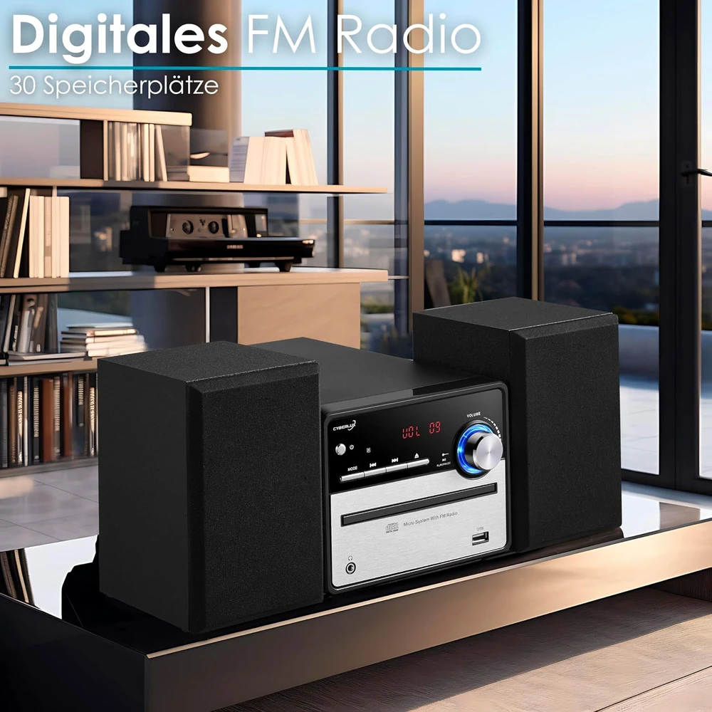 Muzikinis centras Cyberlux mini Hi-Fi stereo sistema su CD/MP3, FM radiju, USB ir LED ekranu 3120