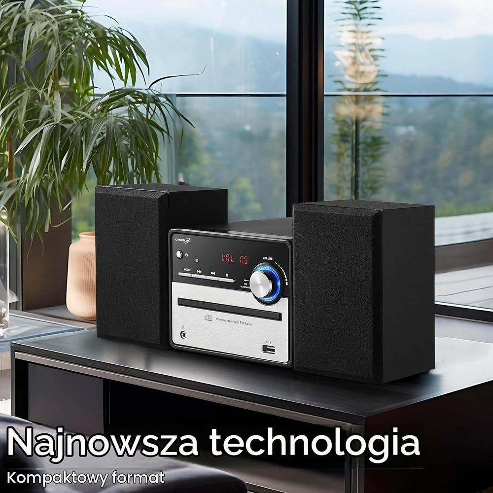 Muzikinis centras Cyberlux mini Hi-Fi stereo sistema su CD/MP3, FM radiju, USB ir LED ekranu 3120
