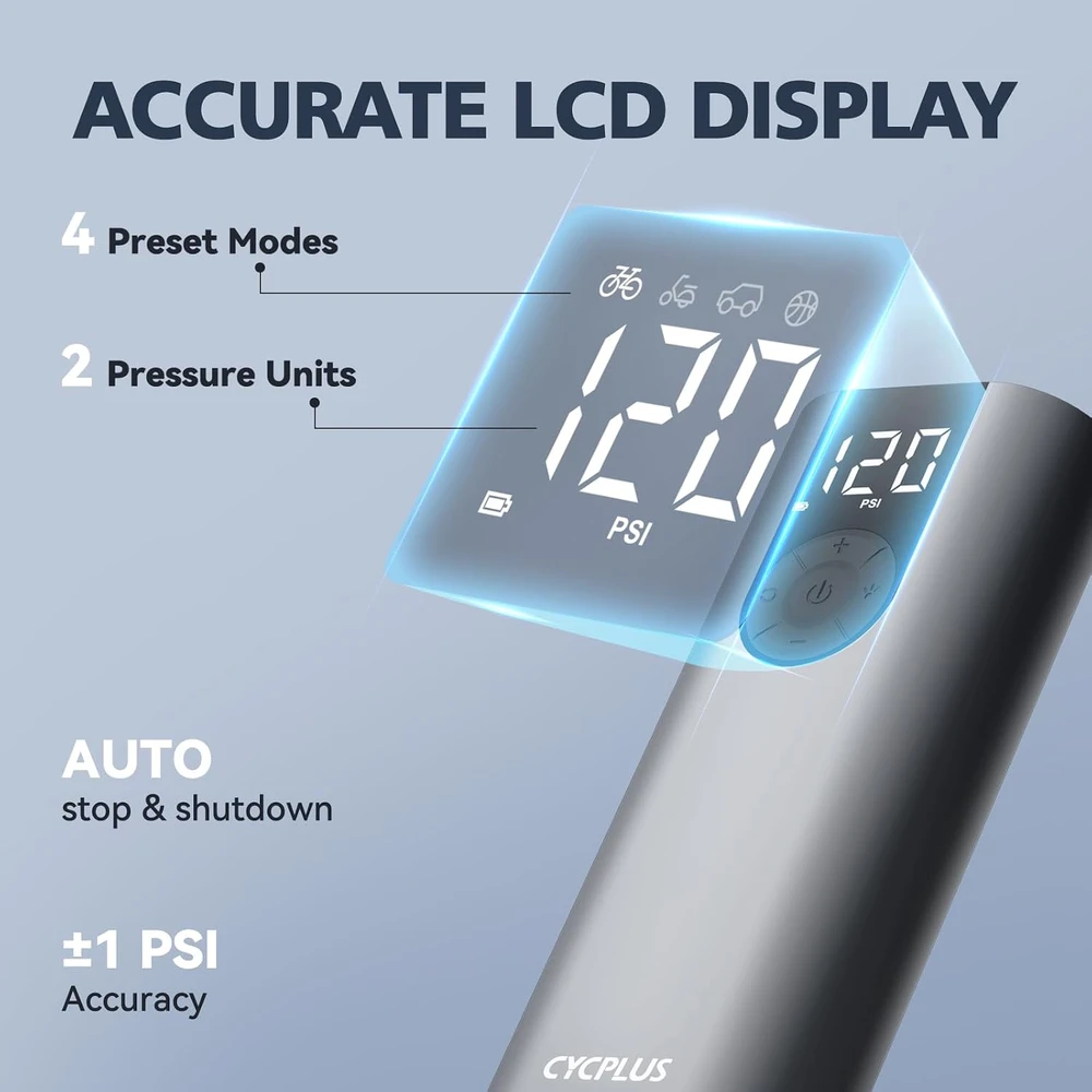 CYCPLUS belaidis padangų kompresorius 150 PSI su LCD ekranu, modelis A8