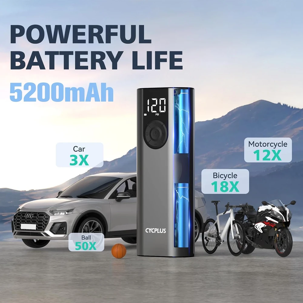 CYCPLUS belaidis padangų kompresorius 150 PSI su LCD ekranu, modelis A8