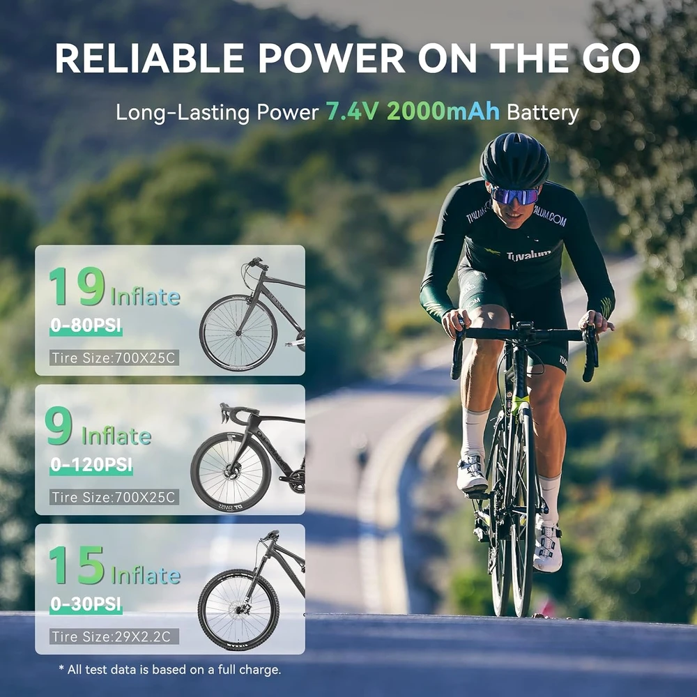 CYCPLUS elektrinė dviračio pompa 120 PSI, 2000 mAh, automatinis sustabdymas, A3 Mini